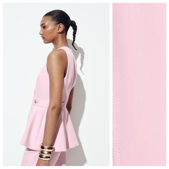 NWT. Zara Pink Viscose Blend Peplum Vest. Size L. - Picture 3 of 13